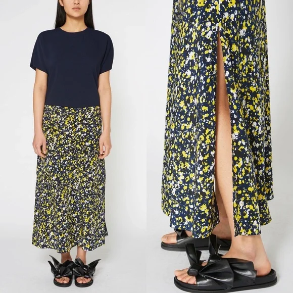 $700 CEDRIC CHARLIER FLOWING SKIRT WITH SPECKLED PRINT Size 8 - Picture 1 of 5